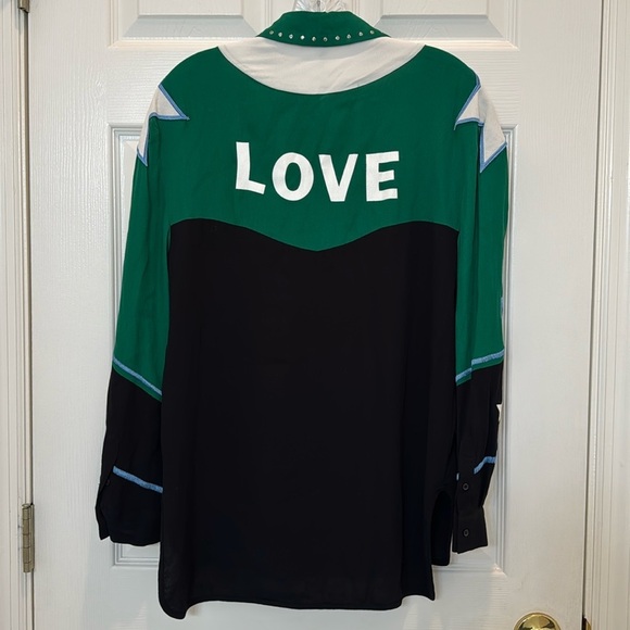 Maje Cloevi Embroidered Color Blocked Button Down Shirt Size Small - Picture 4 of 14